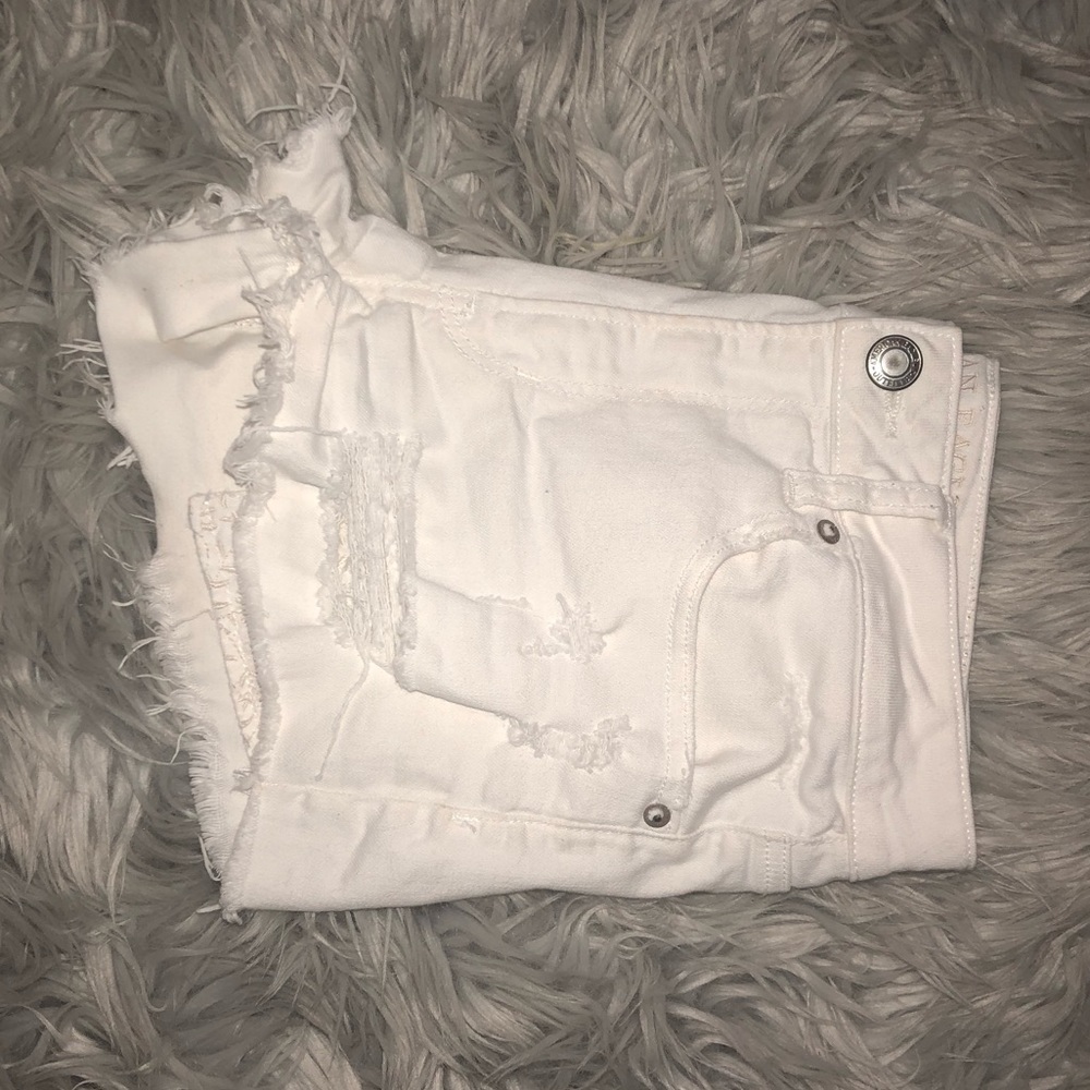 American Eagle White Ripped jean shorts